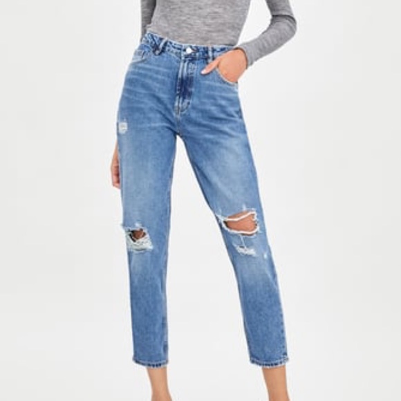 Zara Denim - 🎉HP🎉Zara Distressed Mom Jeans